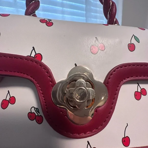 NWOT - Cherry Print Shoulder Mini Bag with Cherry Bag Charm - Picture 7 of 8